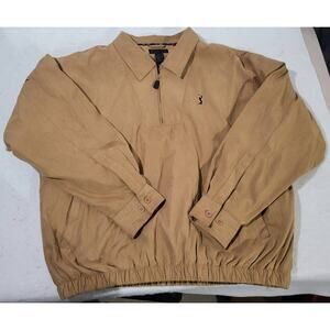 PGA Tour Signature Collection 1/4 Zip Brown Golf Pullover XL Faux Suede
